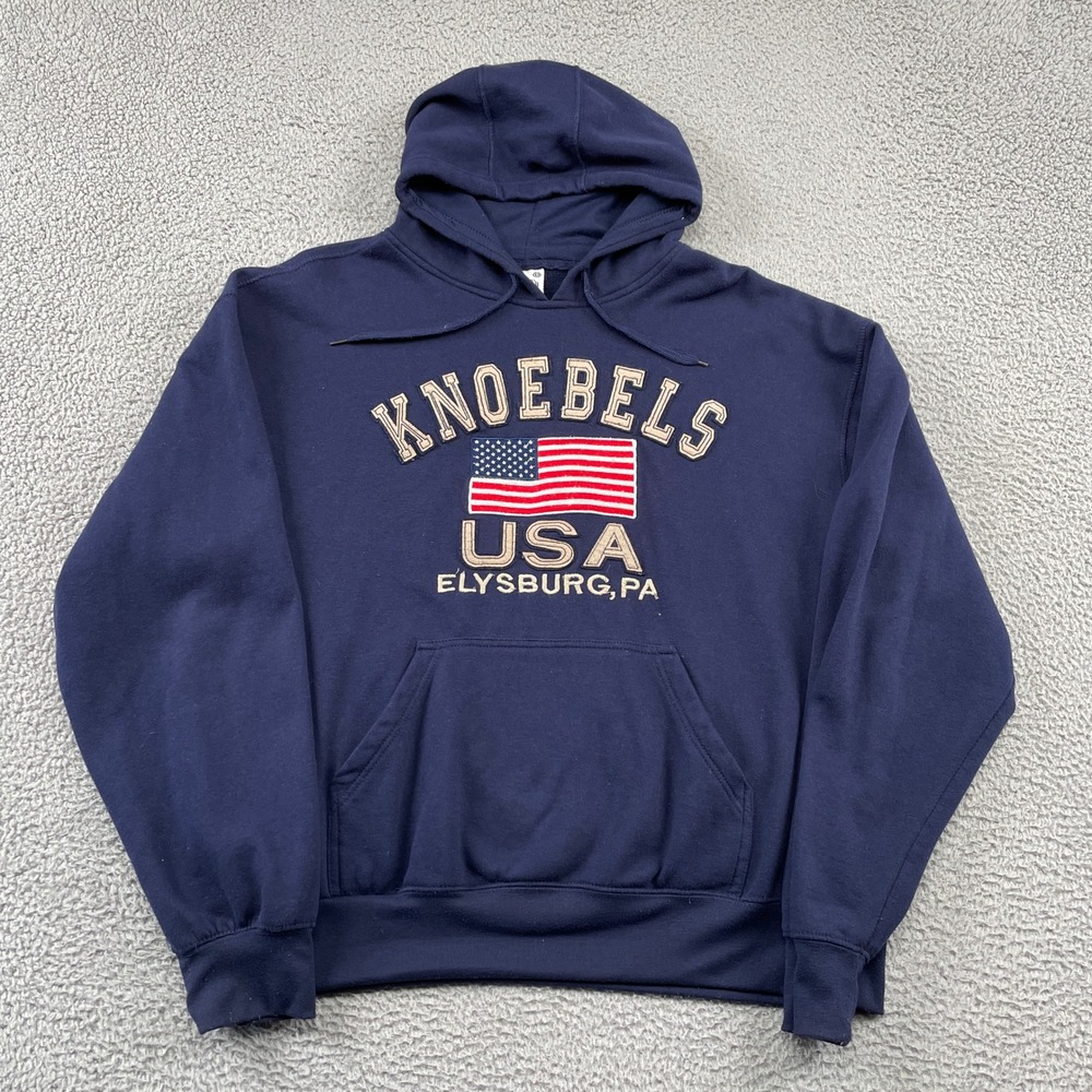 Knoebels Hoodie Mens 2XL Navy USA Elysburg PA Graphic Sweatshirt